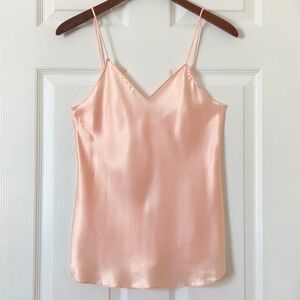 Maryann's Boutique 80's Vintage Silky Lightweight V-neck Tank Top Peachy Pink M